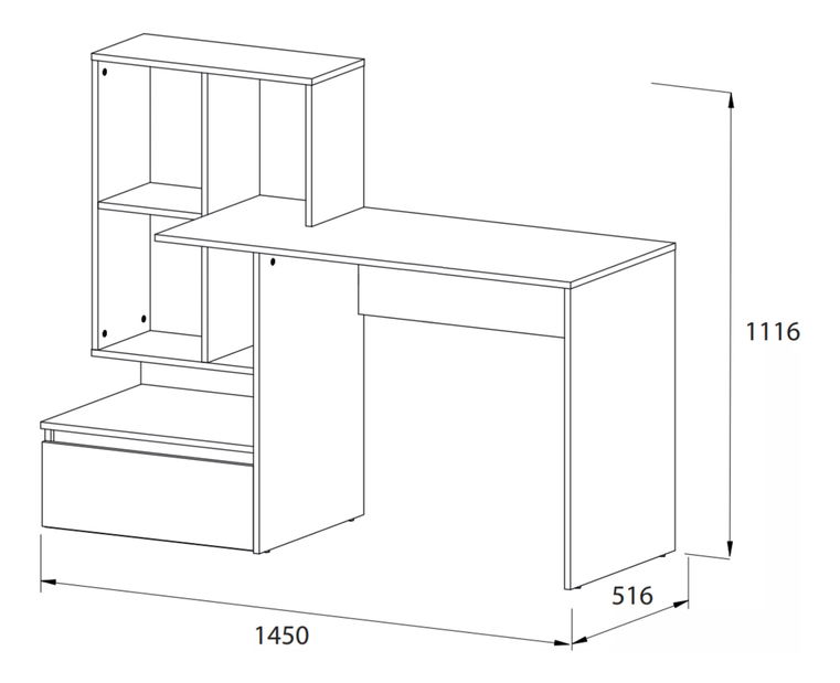 PC stolić Paca (hrast wotan + bijela mat)