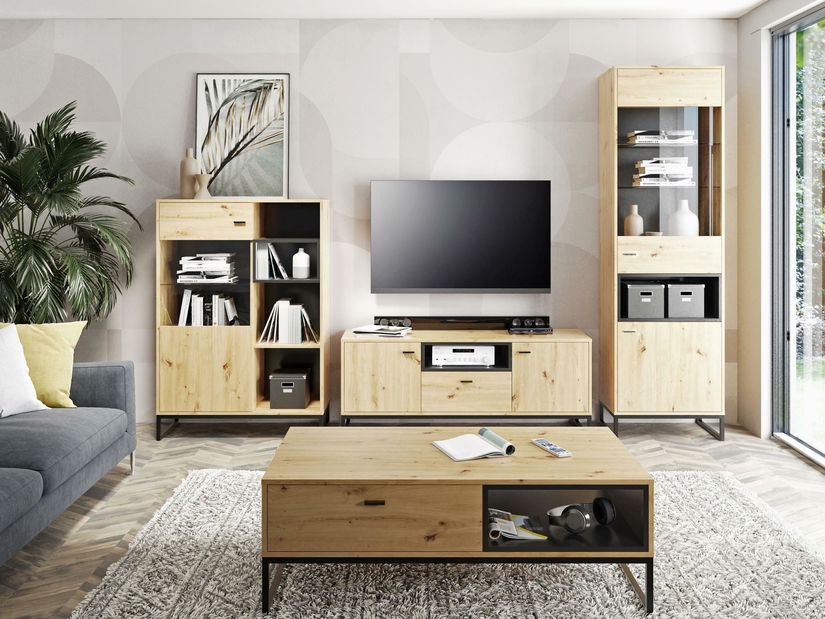 Mobilier living Oliver 1 (stejar artisan + negru mat)