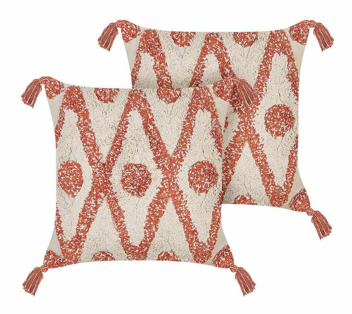Sada 2 ozdobných vankúšov 45 x 45 cm Hicky (béžová)