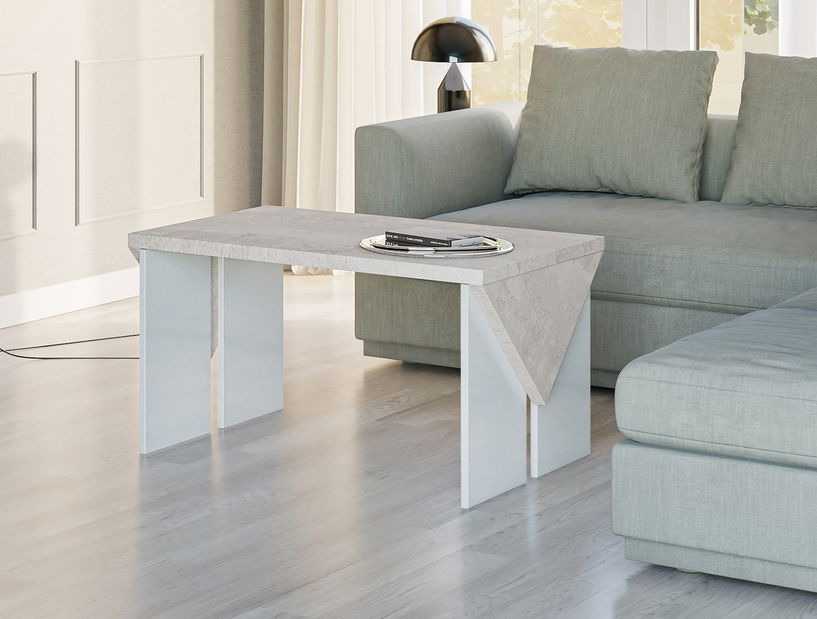 Dohányzóasztal Tarni (világosszürke + fényes fehér)