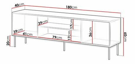 TV szekrény Hermano 180 EF (fekete) 