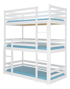 Pat etajat pentru copii 200x90 cm Teodor (cu somieră) (Alb)