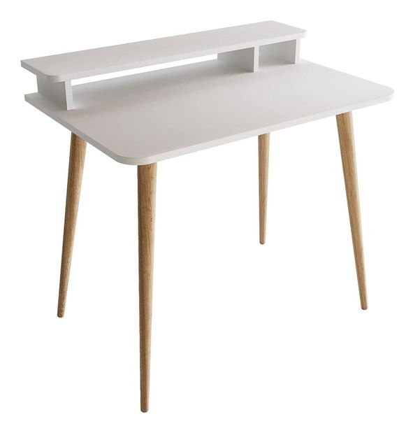PC asztal Deluxolla (fehér + világos fa)