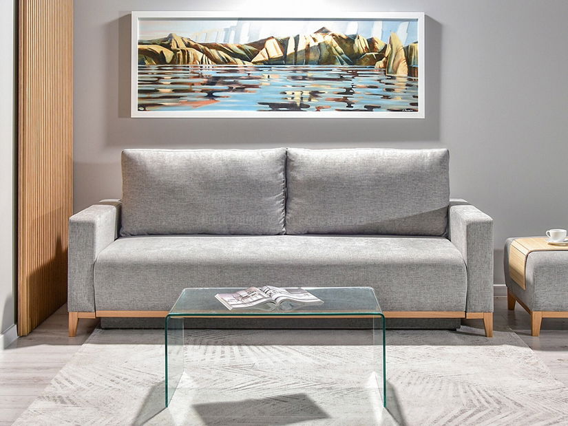 Canapea două locuri Salida (gri + stejar)