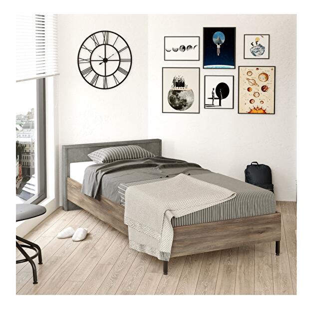 Egyszemélyes ágy 90 cm habmi 1 (barna + szürke) (ágyráccsal)