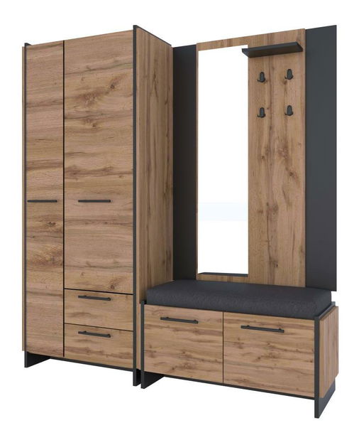 Ormar za garderobu Actualmente 1 (hrast wotan + crna) 