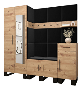 Set mobilier pentru hol Amanda 13 (Stejar artisan + Negru)