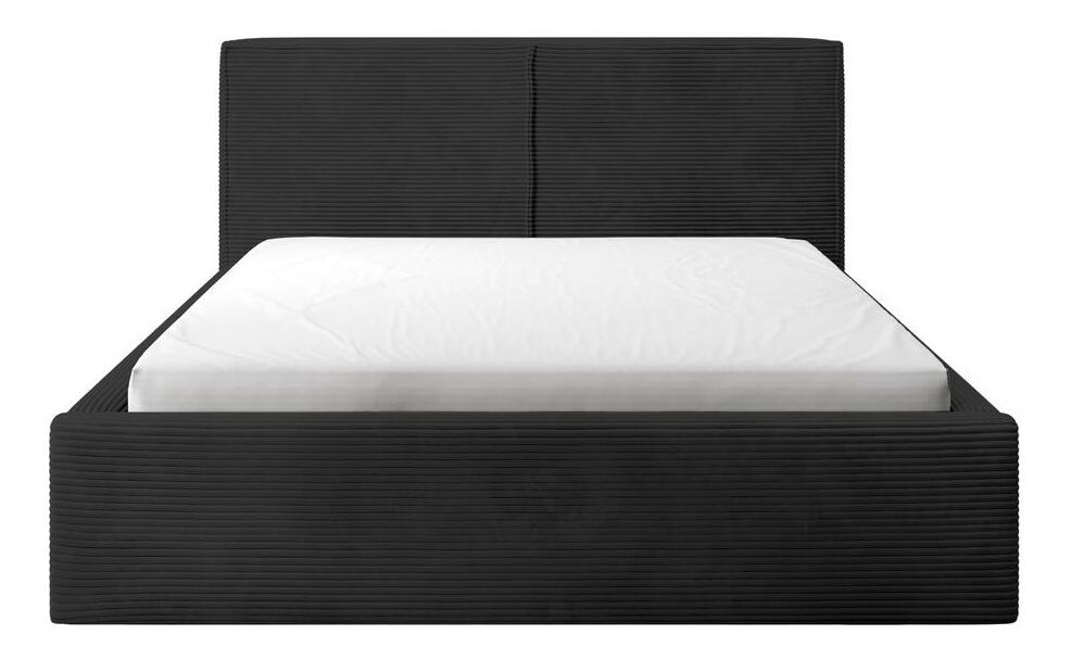 Franciaágy 180 cm Fatime (ágyráccsal) (tárolóhellyel) (fekete)