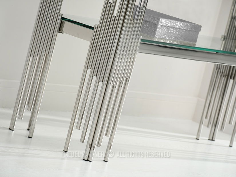 Konzolový stolík Benji (priehľadné sklo + chrómová)