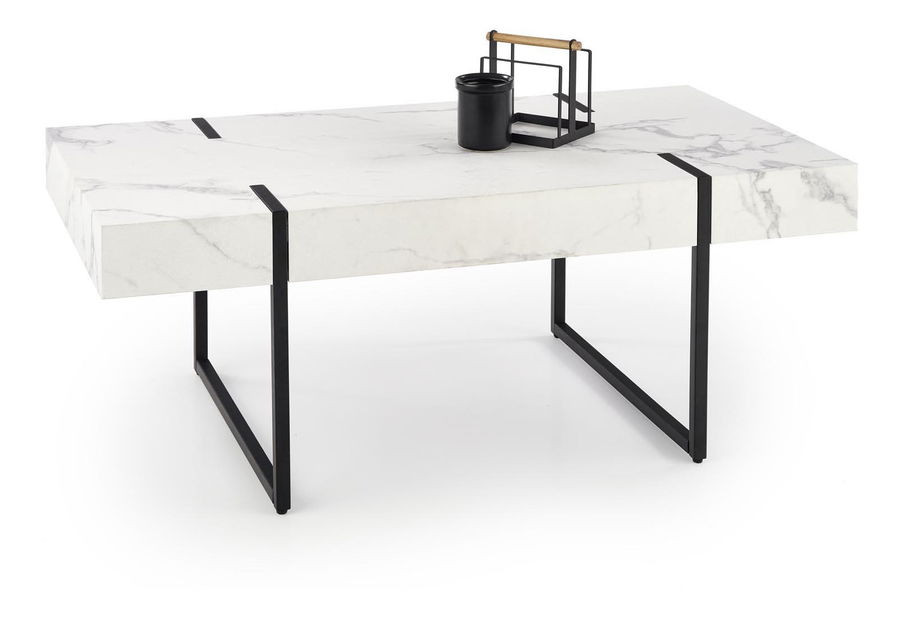 Dohányzóasztal Birgit (fehér márvány + fekete)