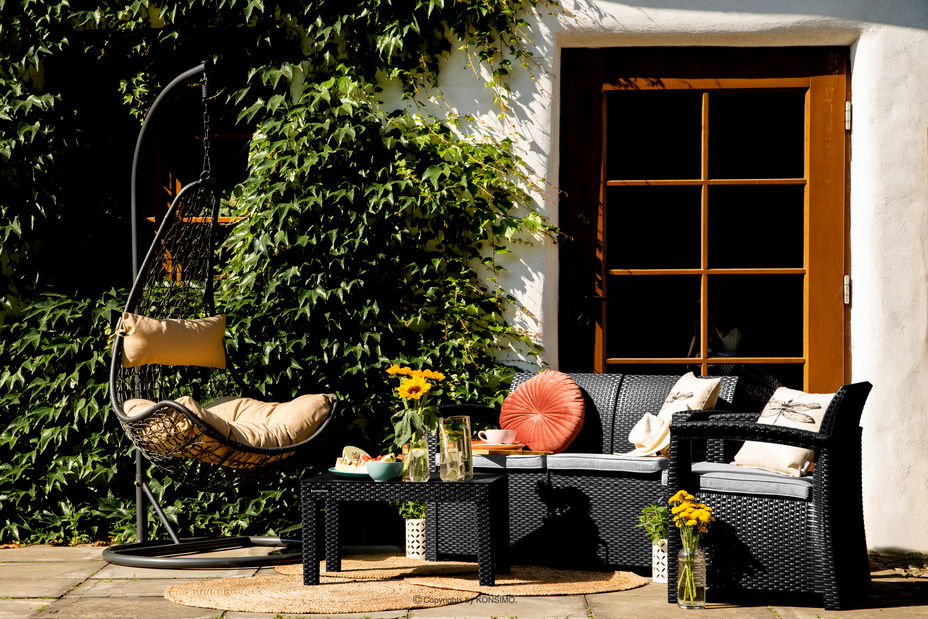 Set de grădină Nela 2 (gri închis) (pentru 4 persoane)