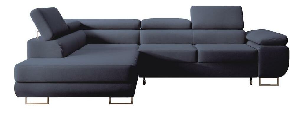 Rohová sedacia súprava Stiletto (L) (modrá + strieborná)