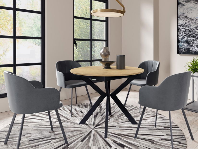 Blagovaonski stol na razvlačenje Ulnasia 100 (crna + hrast lancelot) (za 2 do 4 osobe)