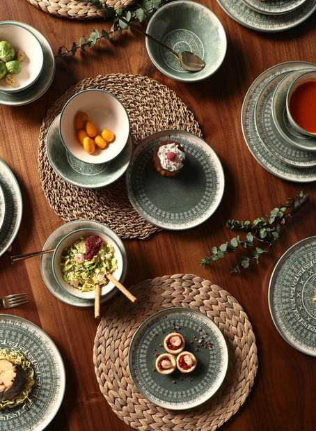 Jedálenská súprava (24 ks.) Torm (zelená + krémová)