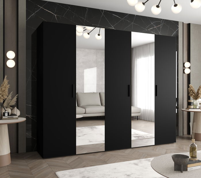 Dulap de haine 250 cm Borry 2 (Negru + Negru)