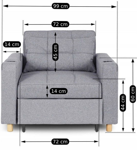 Fotoliu extensibil Suspendida (gri) 