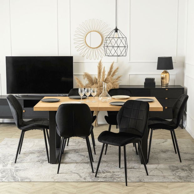 Jedálenský set Ecunumici 2 (dub zlatý + čierna) (pre 6 osôb)
