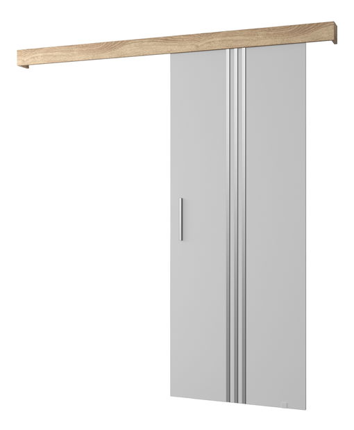 Posuvné dvere 90 cm Sharlene V (biela matná + dub sonoma + strieborná)