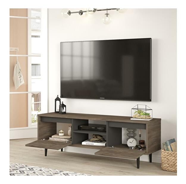 Set mobilier pentru living Levosi 3 (Nuc + antracit) 