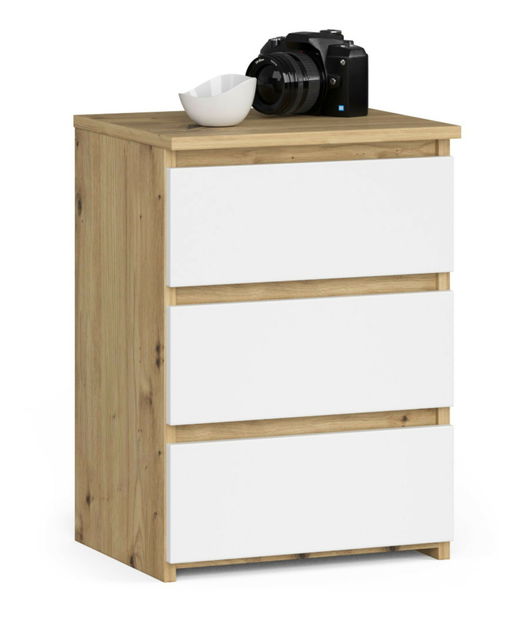 Noptieră Contragolpe (stejar artisan + alb)