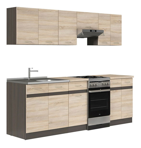 Bucătărie Junona line 230 cm (Wenge + Stejar sonoma)