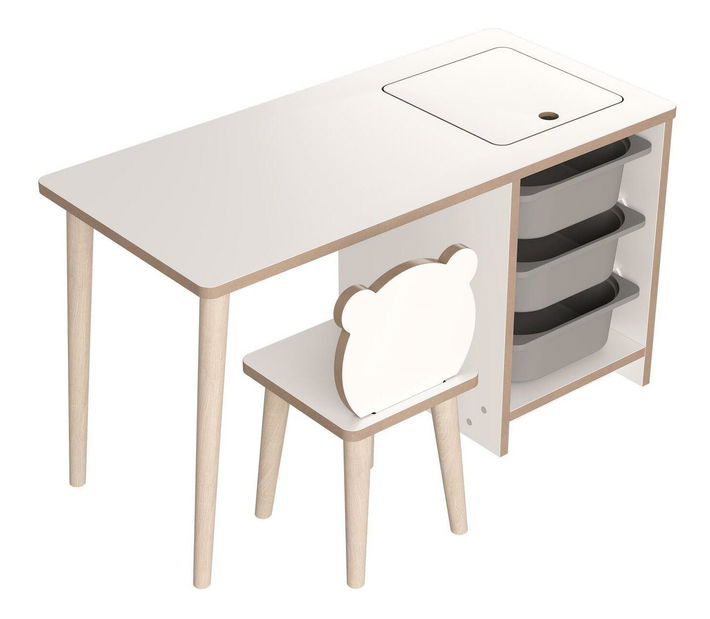 Măsuță pentru copii cu scaun Sonka 1 (alb + gri)