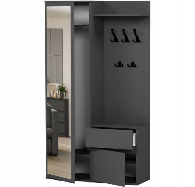 Set mobilier hol Viliana (antracit) (cu oglindă)