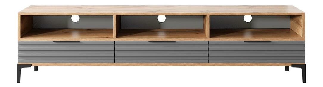 TV ormarić/stolić Ricko 3D (hrast prirodni + siva)