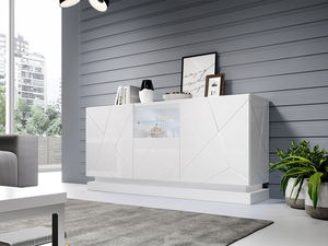 Komoda Aura 2D1K (biela + biela lesklá)