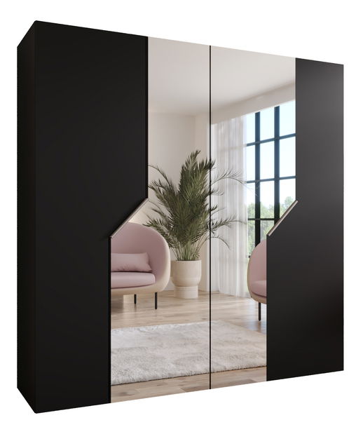 Šatníková skriňa Alaris 2 200 (čierna + kašmír) (so zrkadlom)