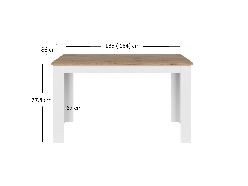 Rozkladací jedálenský stôl Vina (biela + dub wotan)
