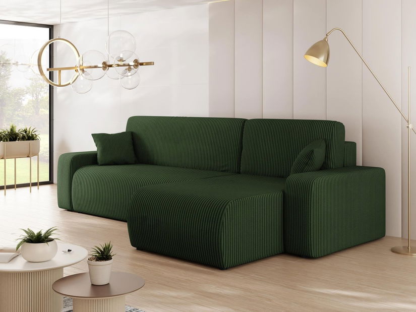 Kutna garnitura Euston L S (tamnozelena) (s prostorom za odlaganje)