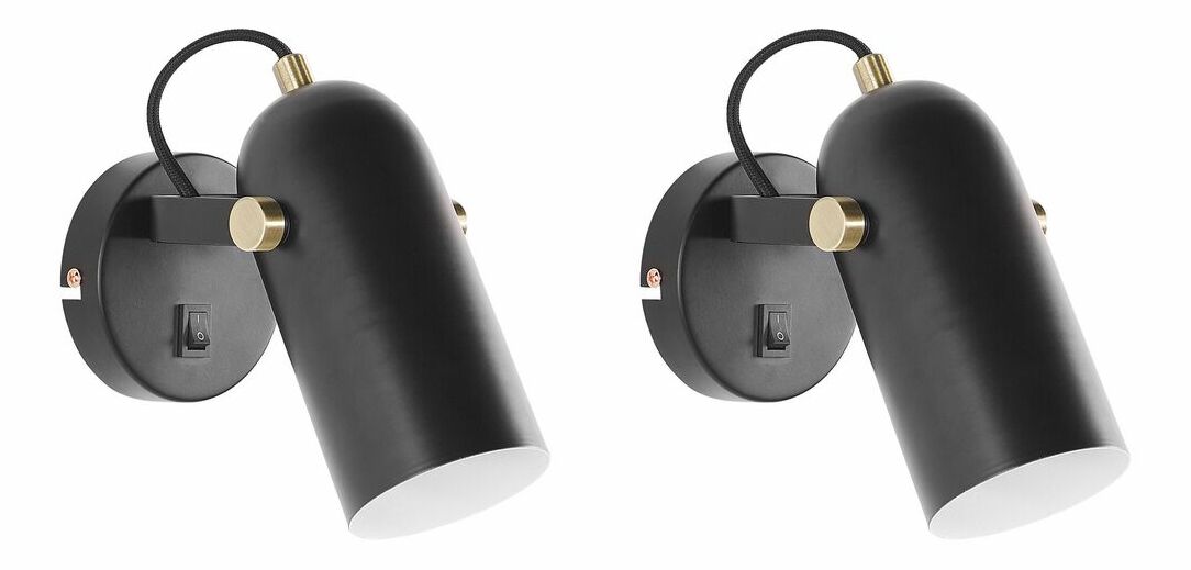 Set 2 ks nástenných svietidiel Tullius (čierna) 