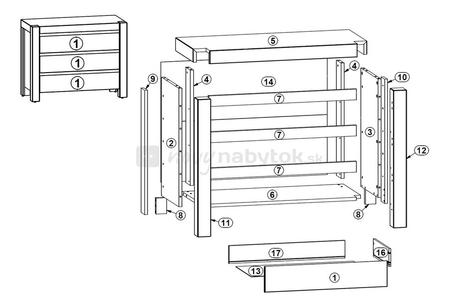 Komoda BRW August KOM3S
