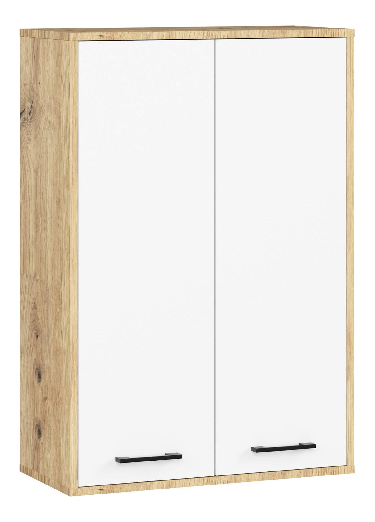 Závesná kúpelňová skrinka Farid TYP 8 (dub artisan + biela)