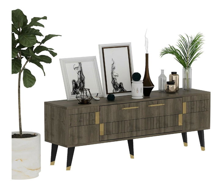 TV stolík/skrinka Lotoka 2 (orech + zlatá) 