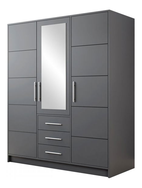 Šatníková skriňa Lenona D3 (grafit) (so zrkadlom)