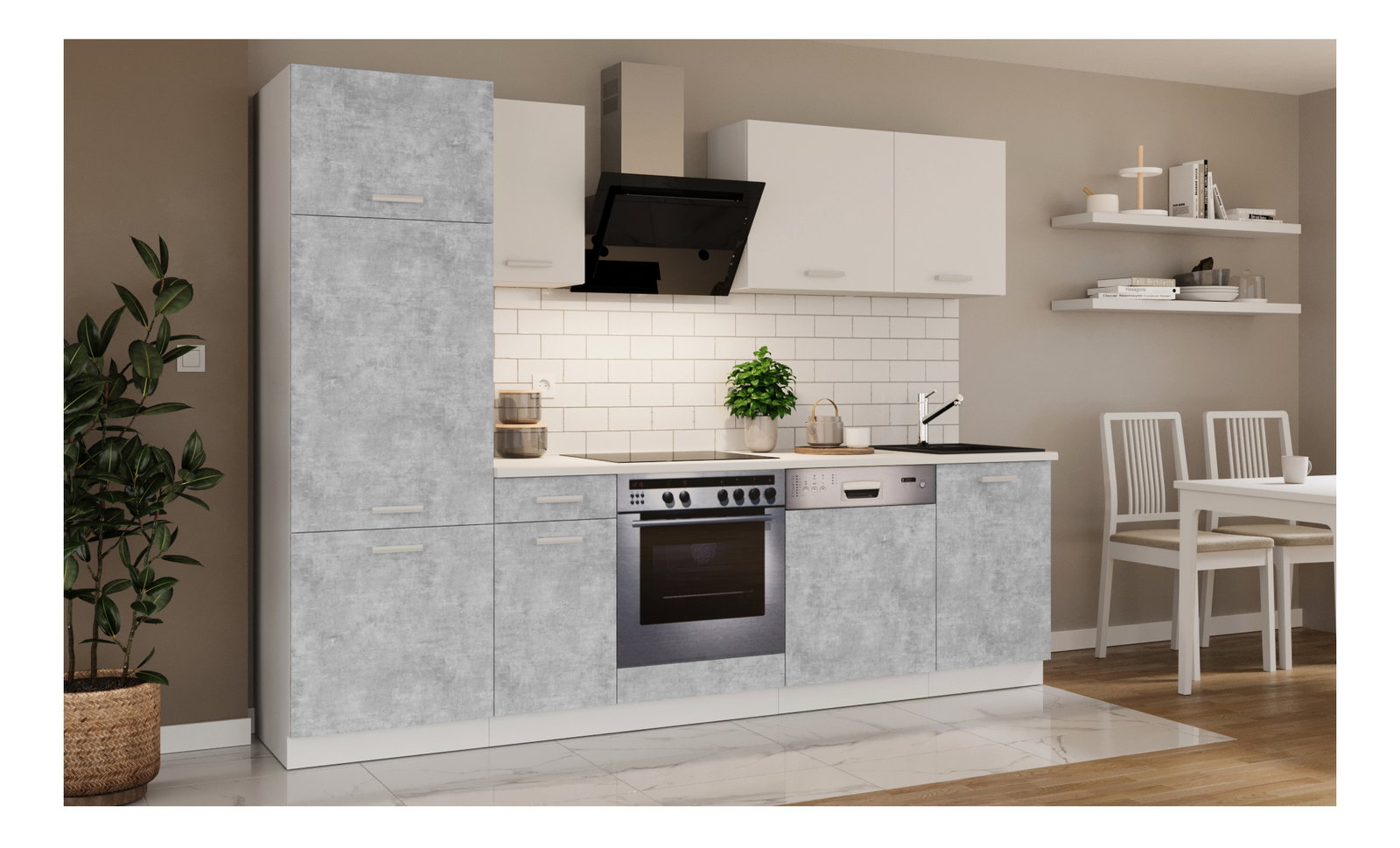 Kuchyňa Tanith 270 cm (bellato sivá + biela)