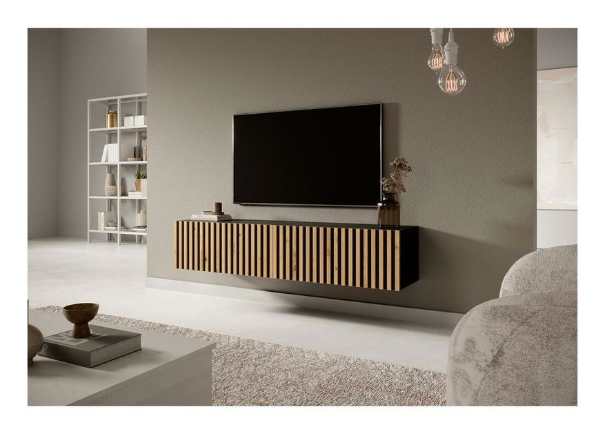 Masă TV Tenessie 138 (negru + stejar artisan)