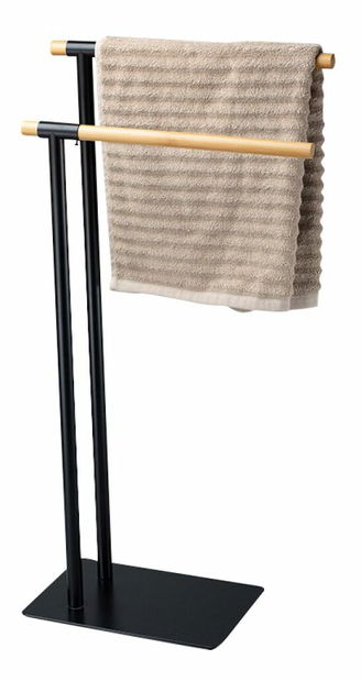 Stojan na uteráky MABAN (čierny kov + bambus)