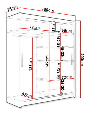 Dulap cu uși glisante Primrose I (alb) (fără iluminare)