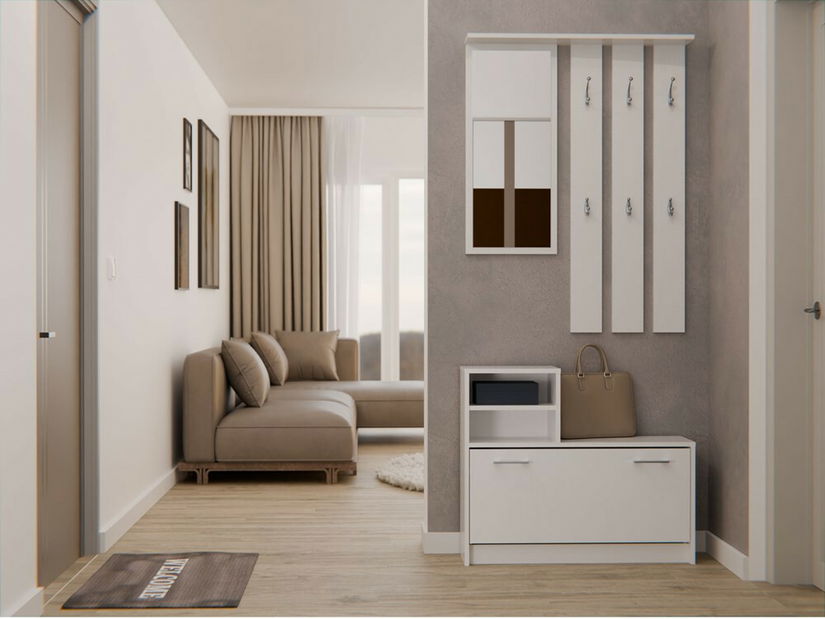 Set za predsoblje Vayan 1 (bijela) (s ogledalom)