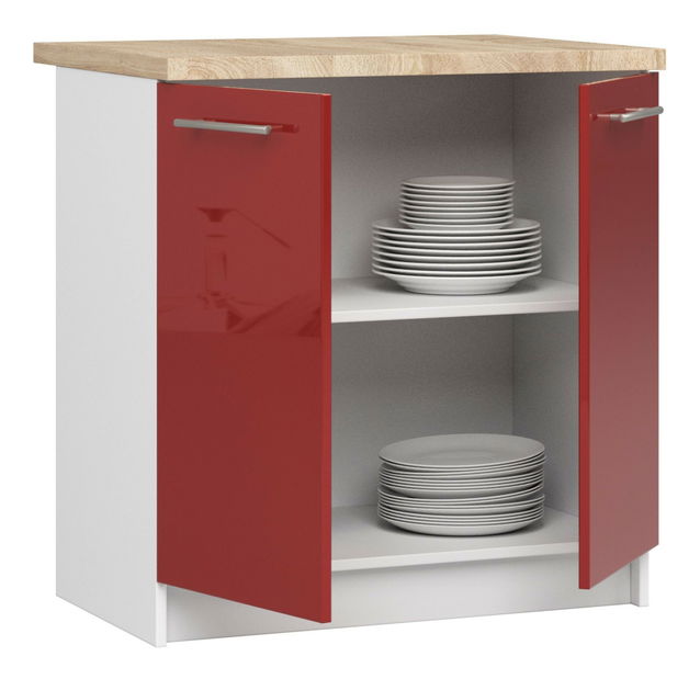 Dolná kuchynská skrinka Ozara S80 2D (biela + červený lesk)
