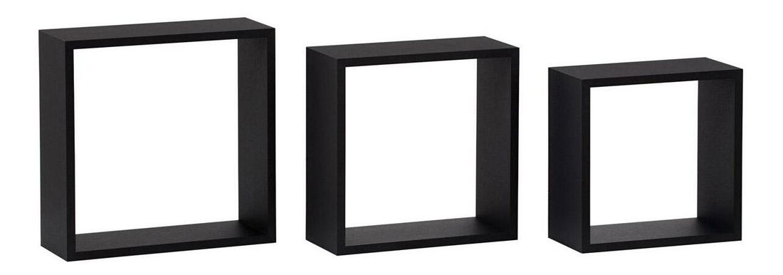 Set 3 rafturi de perete Parto (negru mat)