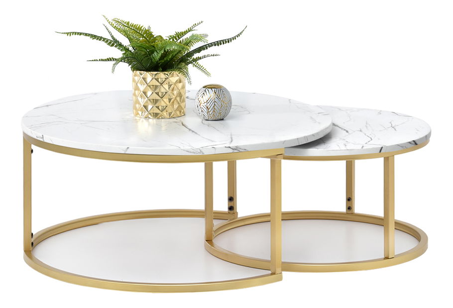 Dohányzóasztal Kolja Zest Xl (fehér + arany)