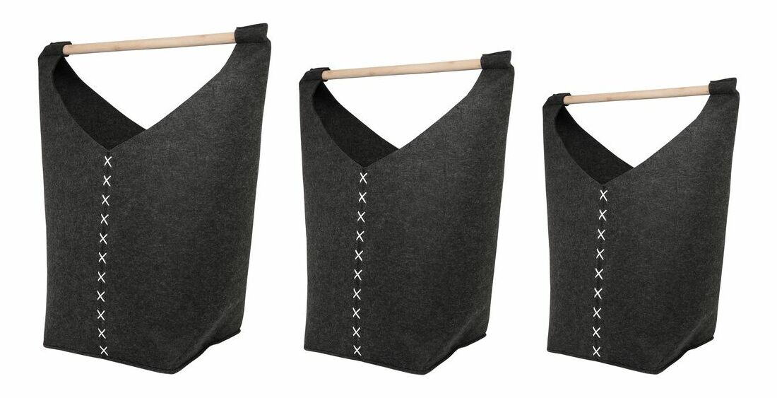 Set 3 buc coșuri textile KIANDRA (plsť) (gri)