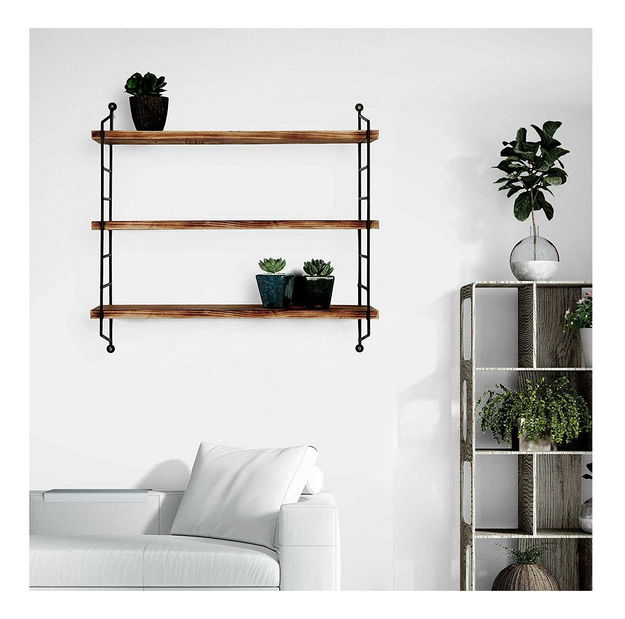 Dekorativna zidna polica Duvelo 6 (orah + crna)