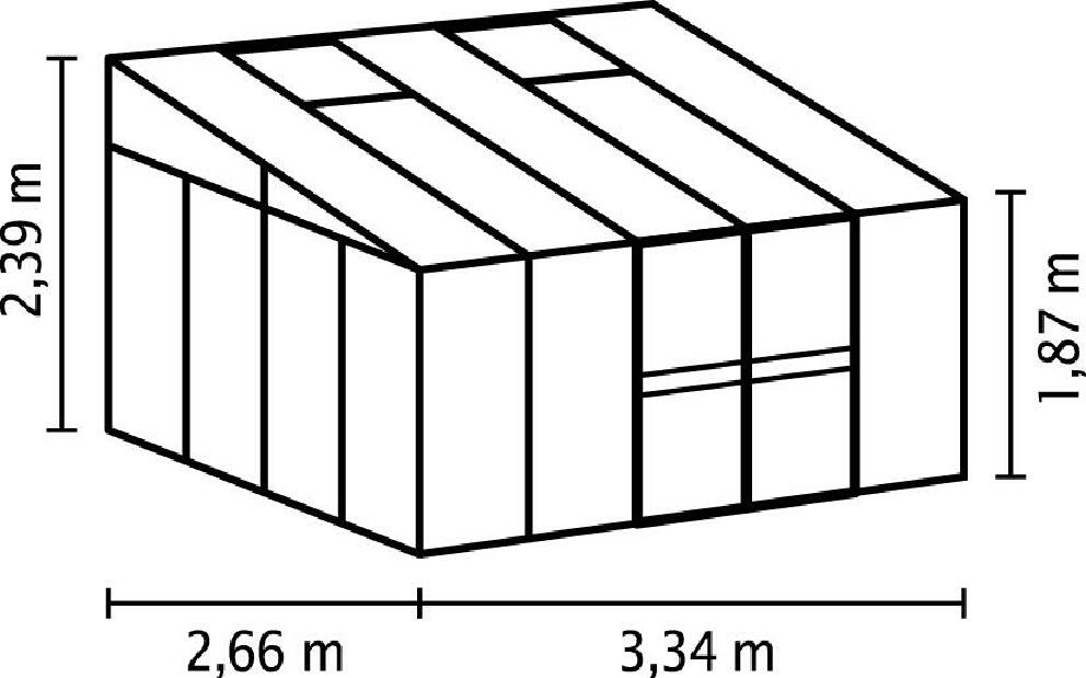 Lean to Greenhouse Helena 8600 (policarbonat + sticlă securizată + negru)