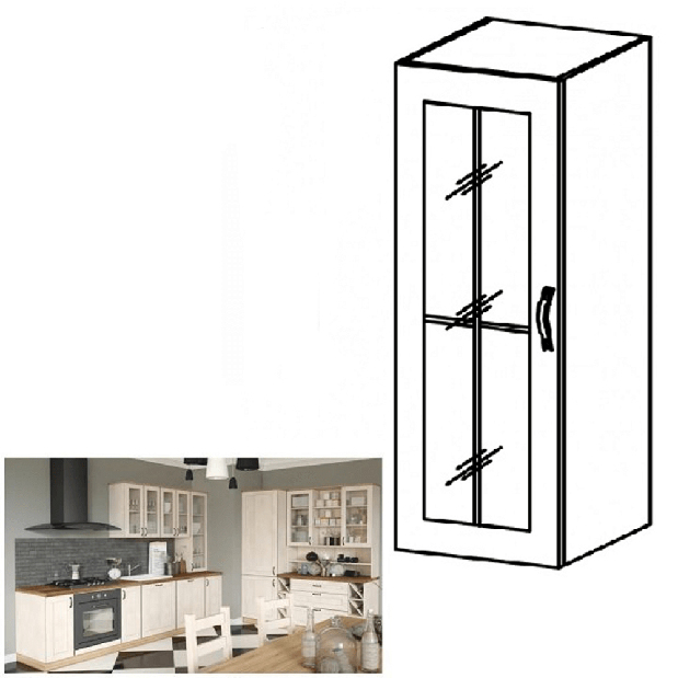 Horná kuchynská skrinka W40S Regnar (sosona nordická + biela) (L)