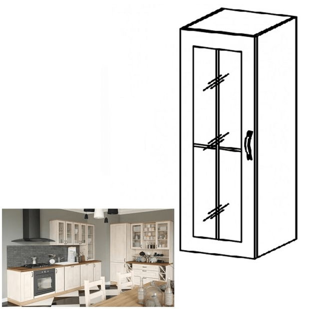 Dulap superior de bucătărie W40S Regnar (sosna nordică + alb) (S)